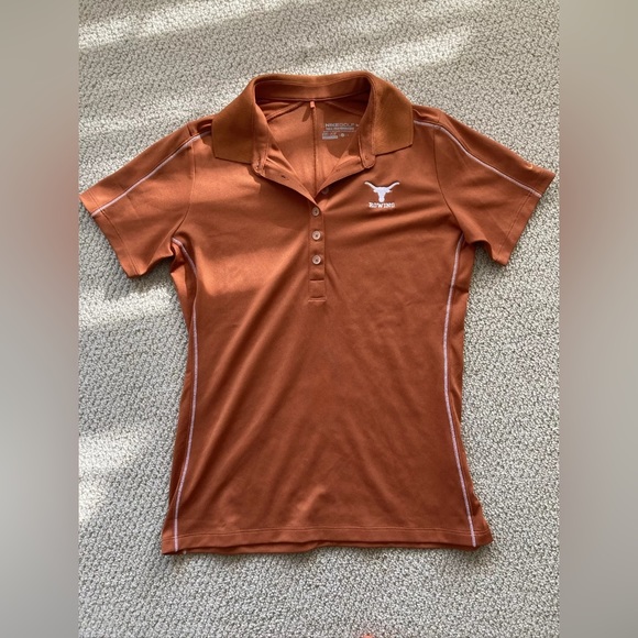 Nike Dri-Fit Texas Longhorns NCAA Rowing Polo Shirt Orange Women Size Small EUC - Picture 1 of 8